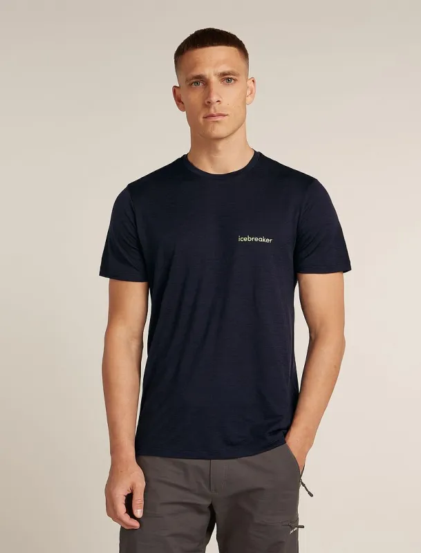 Icebreaker Merino 150 Tech Lite Short Sleeve T-Shirt IB Wordmark - Man - Midnight Navy - Size S sold by Icebreaker
