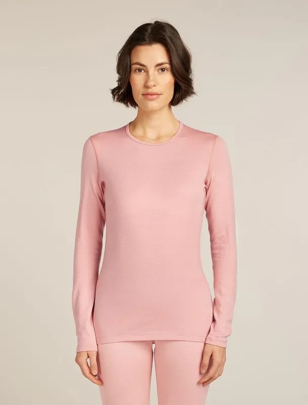 Icebreaker Merino 260 Tech Long Sleeve Crew Thermal Top - Woman - Blush - Size S sold by Icebreaker