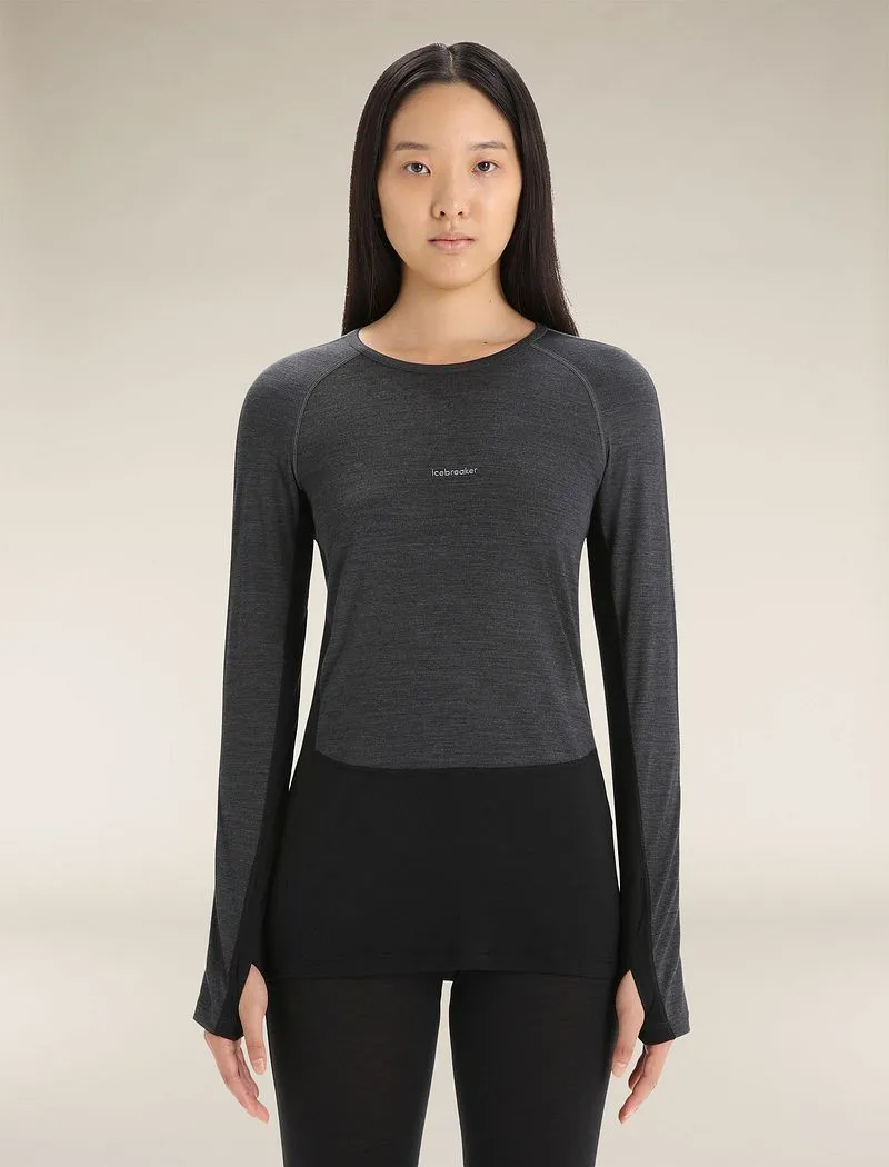 Icebreaker 125 ZoneKnit™ Long Sleeve Crew Thermal Top - Woman - Jet Heather/black - Size XL sold by Icebreaker
