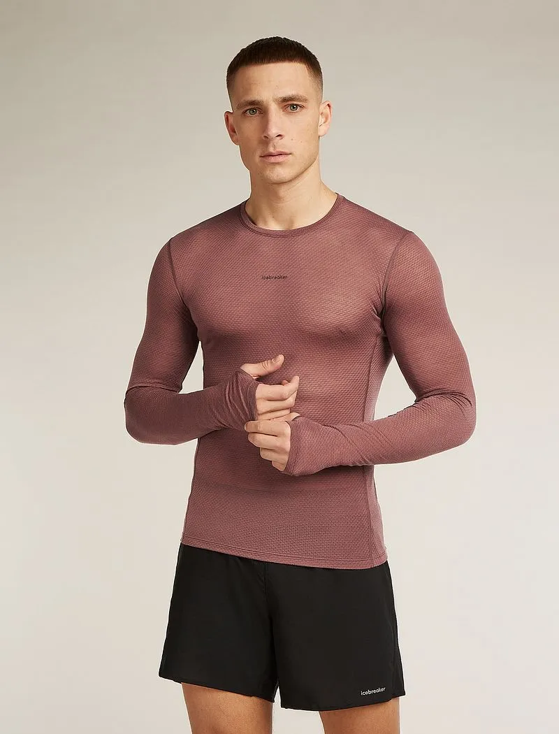 Icebreaker Merino Blend 75 Cool-Lite™ Featherlight™ Long Sleeve Crew Thermal Top - Man - Carob - Size S sold by Icebreaker