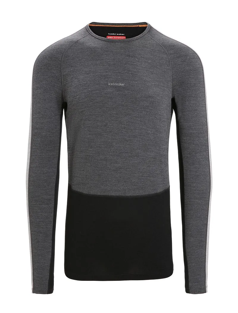Icebreaker 260 ZoneKnit™ Long Sleeve Crew Thermal Top - Man - Jet Heather/black - Size M sold by Icebreaker