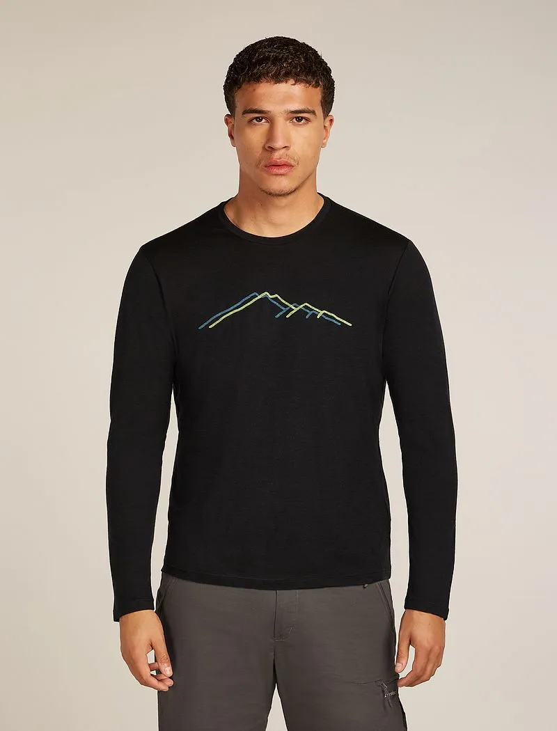 Icebreaker Merino 150 Tech Lite Long Sleeve T-Shirt Rainer Ridge - Man - Black - Size XL sold by Icebreaker