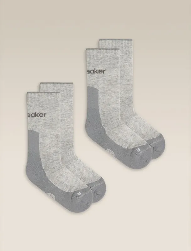 Icebreaker Merino Hike+ Light Crew 2 Pack Socks - Woman - Blizzard Hthr/alloy - Size S sold by Icebreaker