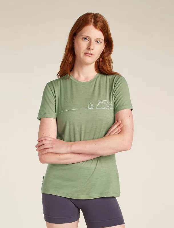 Icebreaker Merino 150 Tech Lite Short Sleeve T-Shirt Single Line Camp - Woman - Lichen - Size S sold by Icebreaker