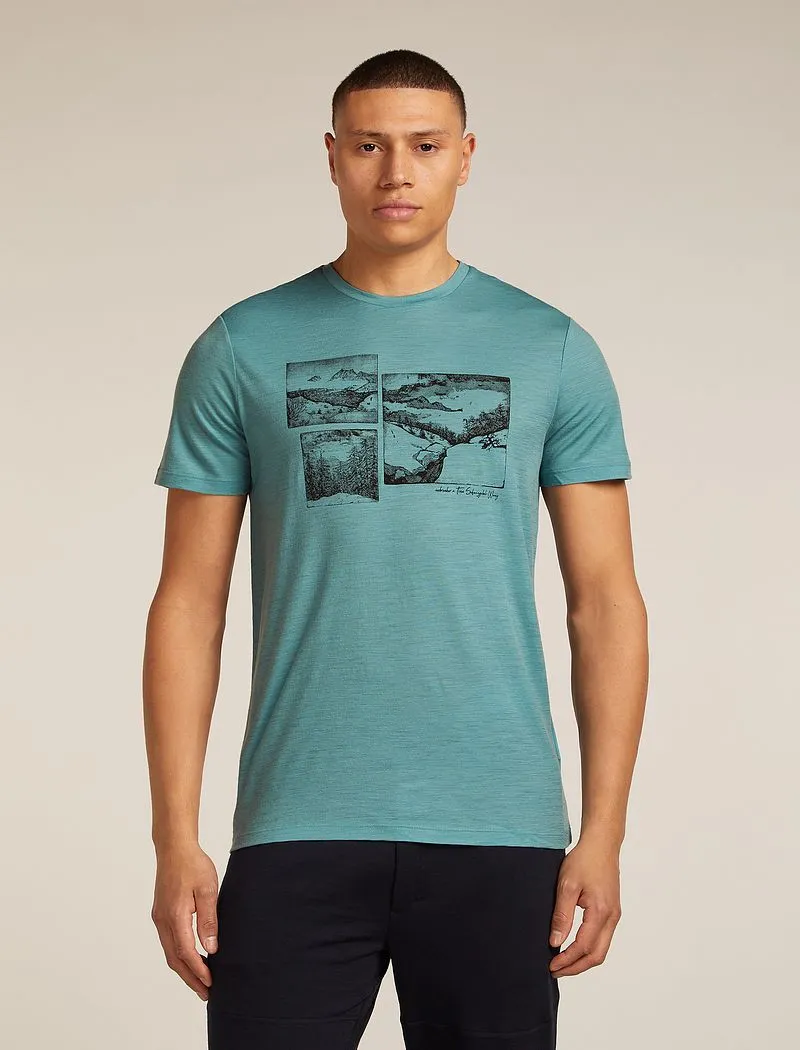 Icebreaker Merino 150 Tech Lite Short Sleeve T-Shirt The Climb - Man - Hydro - Size XL sold by Icebreaker