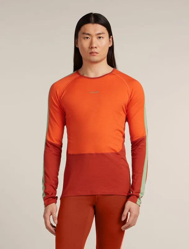 Icebreaker Merino 200 Oasis+ Long Sleeve Crew Thermal Top - Man - Agate/fervid - Size XL sold by Icebreaker
