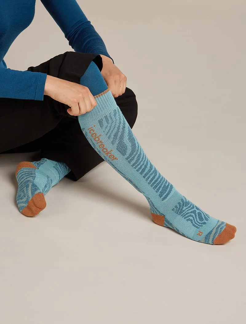 Icebreaker Merino Blend Ski+ Medium Over The Calf Socks Mountain Contour - Woman - Hydro/trail - Size L sold by Icebreaker product image thumbnail 3