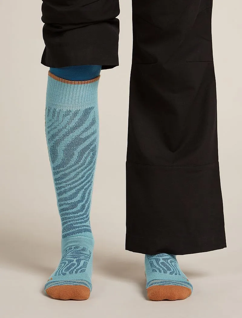 Icebreaker Merino Blend Ski+ Medium Over The Calf Socks Mountain Contour - Woman - Hydro/trail - Size L sold by Icebreaker product image thumbnail 4