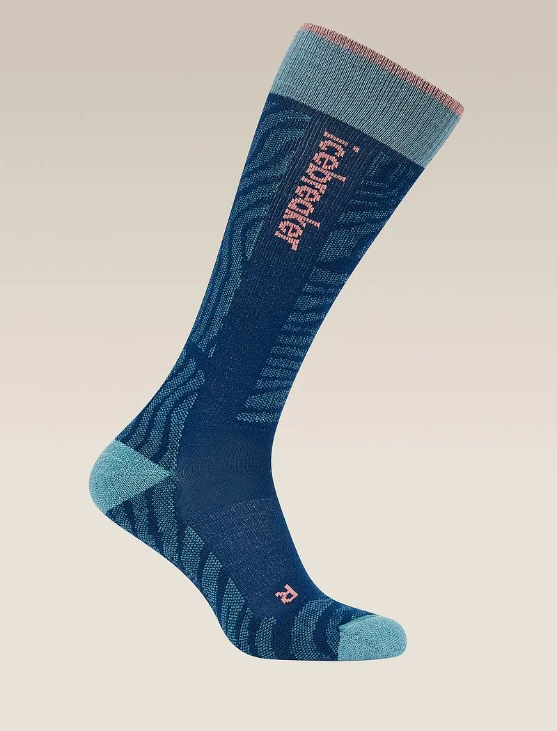 Icebreaker Merino Ski+ Light Over The Calf Socks Mountain Contour - Woman - Atlantis/hydro - Size S sold by Icebreaker product image thumbnail 2