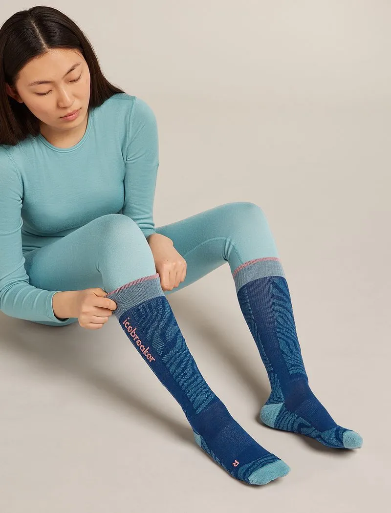 Icebreaker Merino Ski+ Light Over The Calf Socks Mountain Contour - Woman - Atlantis/hydro - Size S sold by Icebreaker product image thumbnail 3