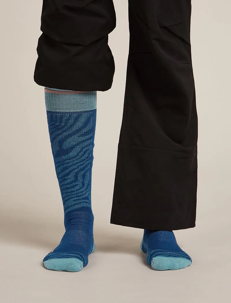 Icebreaker Merino Ski+ Light Over The Calf Socks Mountain Contour - Woman - Atlantis/hydro - Size S sold by Icebreaker product image thumbnail 4