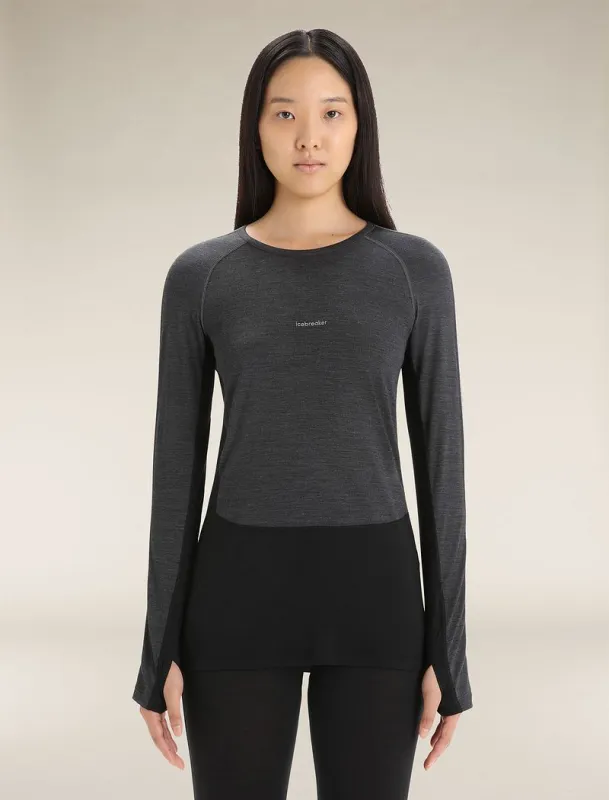 Icebreaker 125 ZoneKnit™ Long Sleeve Crew Thermal Top - Woman - Jet Heather/black - Size L sold by Icebreaker