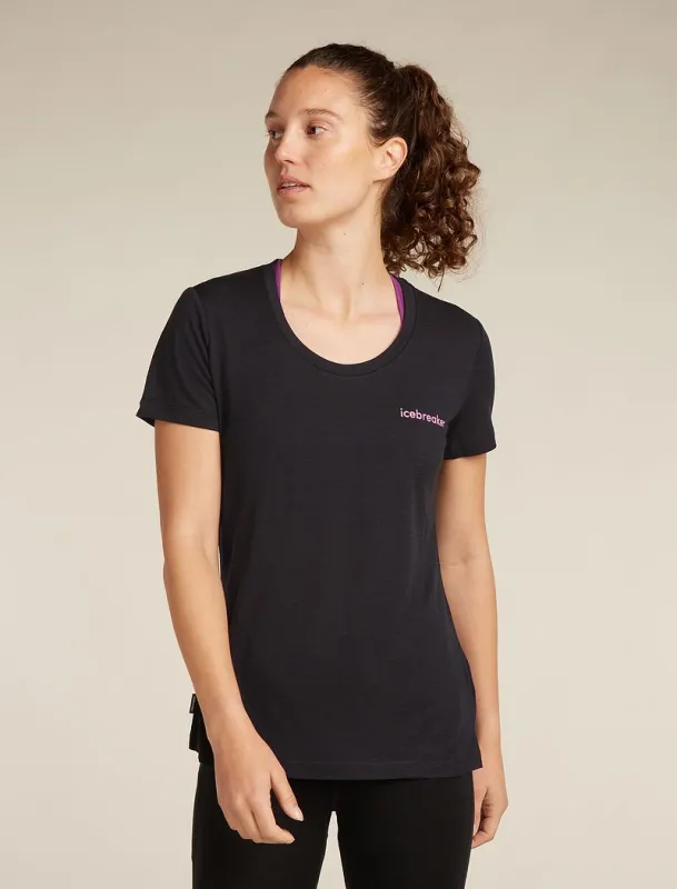 Icebreaker Merino 150 Tech Lite Short Sleeve Scoop T-Shirt Tee IB Wordmark - Woman - Black - Size M sold by Icebreaker
