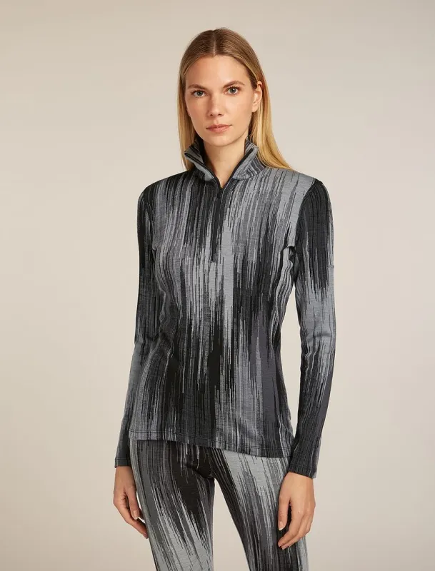 Icebreaker Merino 260 Tech Vertex Long Sleeve Half Zip Thermal Top Peak - Woman - Black/obsidian - Size XL sold by Icebreaker