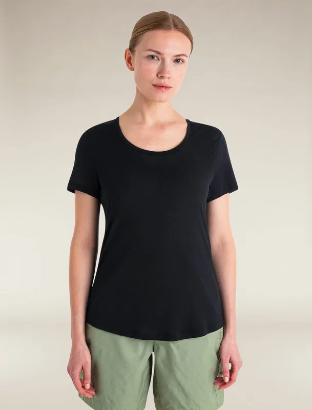 Icebreaker Merino Blend 125 Cool-Lite™ Sphere Short Sleeve Scoop T-Shirt - Woman - Black - Size XS sold by Icebreaker