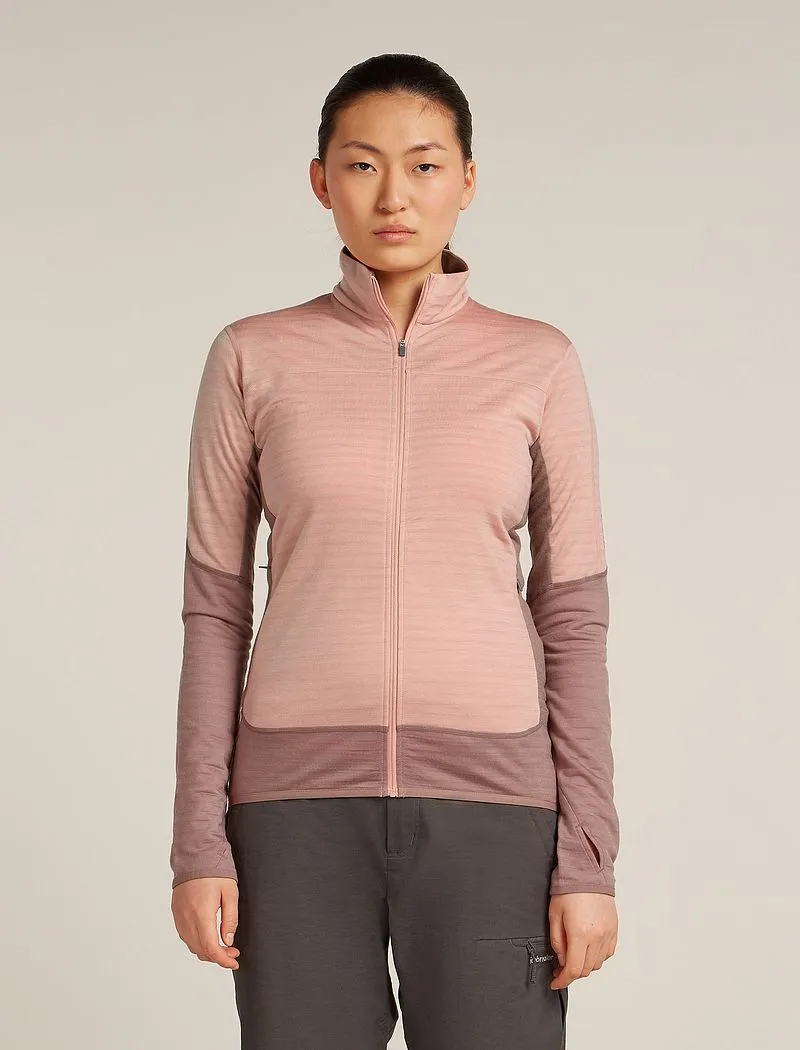 Icebreaker Merino Blend 300 RealFleece™ Descender Long Sleeve Zip Jacket - Woman - Summit/blush - Size XS sold by Icebreaker