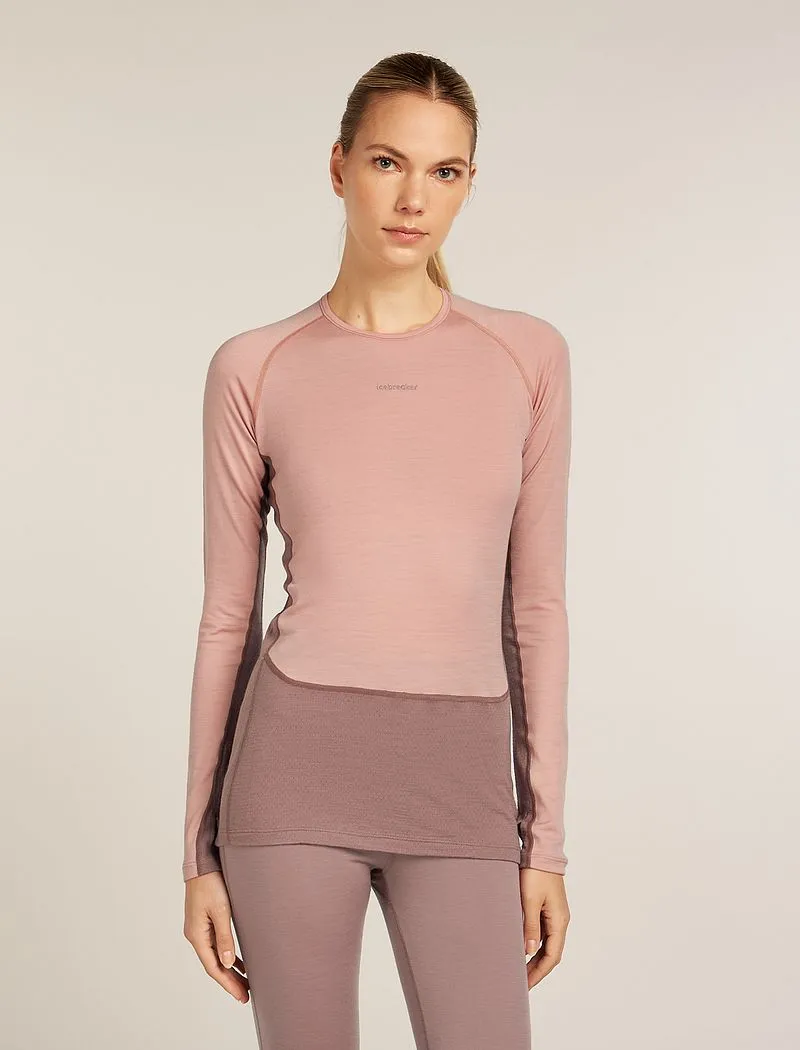 Icebreaker Merino 200 ZoneKnit™ Long Sleeve Crew Thermal Top - Woman - Summit/blush - Size XL sold by Icebreaker