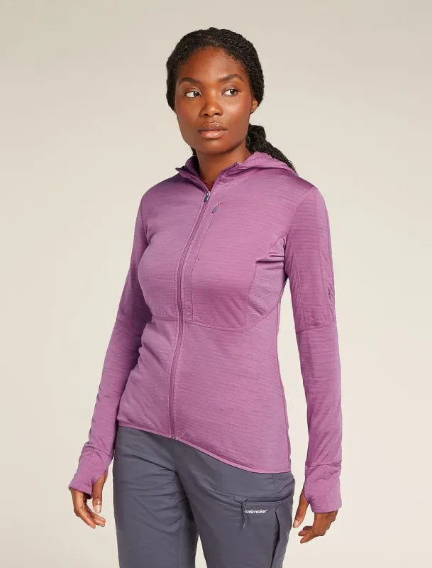 Icebreaker Merino Blend 200 Realfleece™ Descender Long Sleeve Zip Hoodie - Woman - Deco - Size M sold by Icebreaker