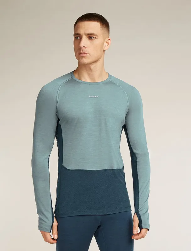 Icebreaker Merino Blend 125 ZoneKnit™ Long Sleeve Crew Thermal Top - Man - Abyss/blue Ash - Size XXL sold by Icebreaker