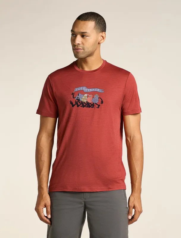 Icebreaker Merino 150 Tech Lite Short Sleeve T-Shirt Hike Together - Man - Jasper - Size M sold by Icebreaker