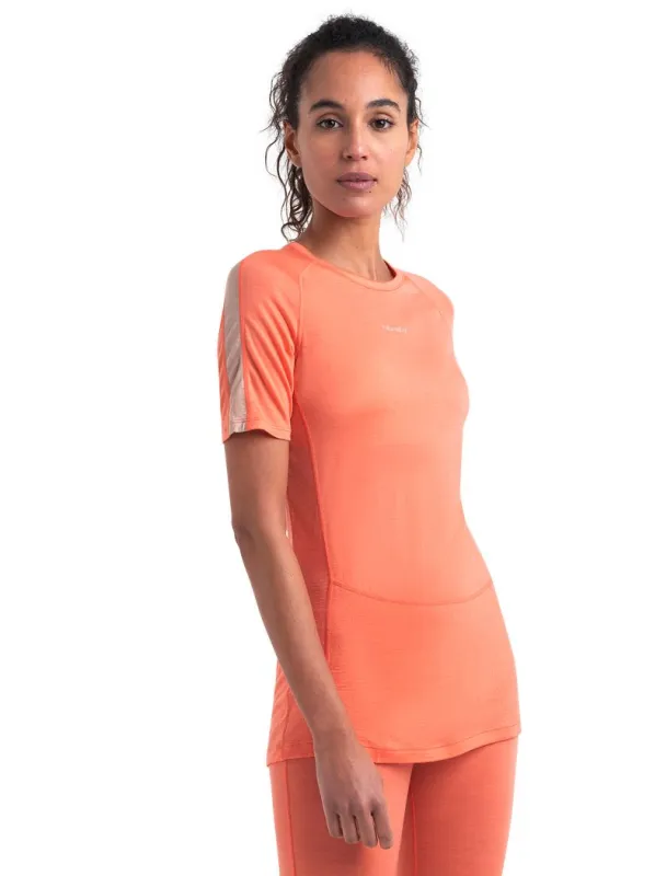 Icebreaker 125 ZoneKnit™ Short Sleeve Crew Thermal Top - Woman - Tang/praline - Size M sold by Icebreaker