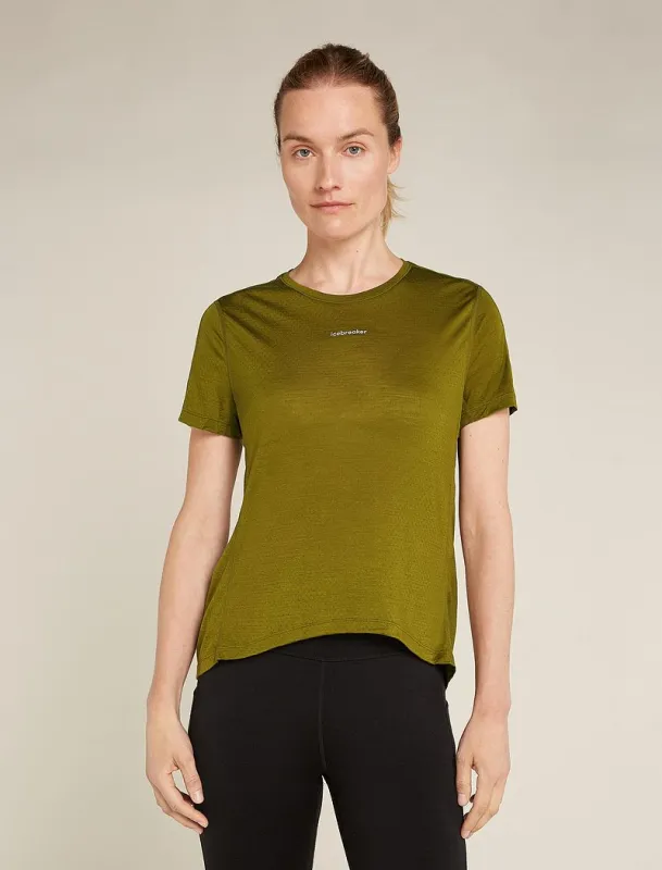 Icebreaker Merino Blend 125 Cool-Lite™ Speed Short Sleeve Slit Back T-Shirt - Woman - Algae - Size L sold by Icebreaker