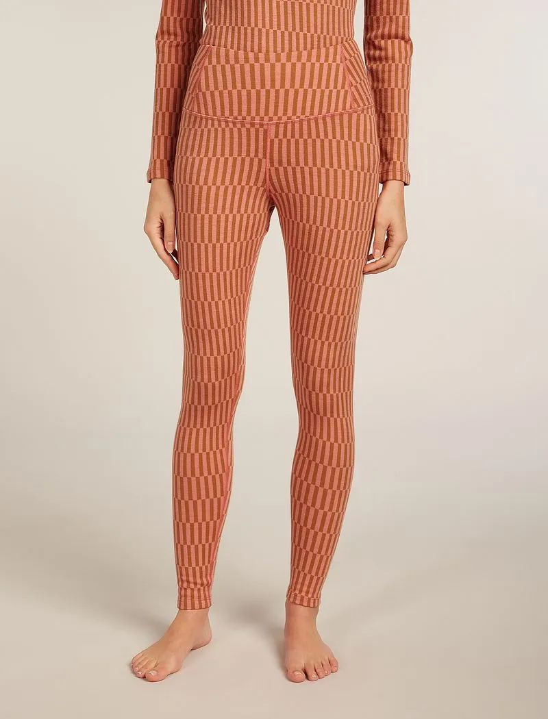 Icebreaker Merino 260 Tech Vertex High Rise Thermal Leggings Snow Grid - Woman - Trail/acid Pink - Size S sold by Icebreaker