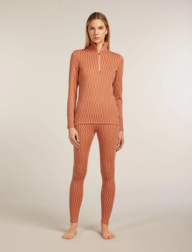 Icebreaker Merino 260 Tech Vertex High Rise Thermal Leggings Snow Grid - Woman - Trail/acid Pink - Size S sold by Icebreaker product image thumbnail 3