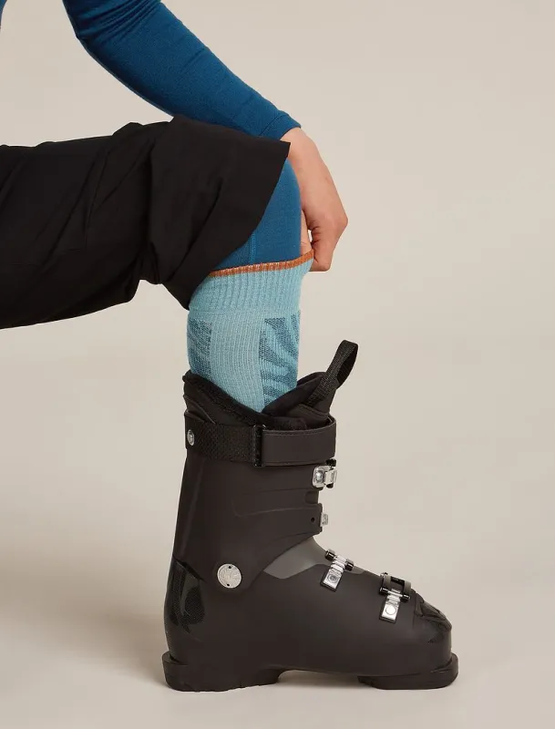 Icebreaker Merino Blend Ski+ Medium Over The Calf Socks Mountain Contour - Woman - Hydro/trail - Size S sold by Icebreaker