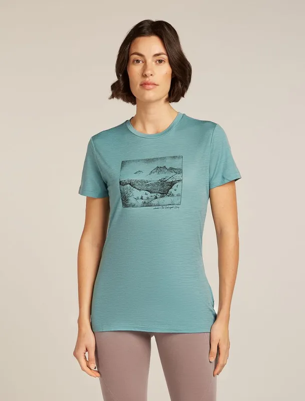 Icebreaker Merino 150 Tech Lite Short Sleeve T-Shirt Terrain - Woman - Hydro - Size XL made by Icebreaker