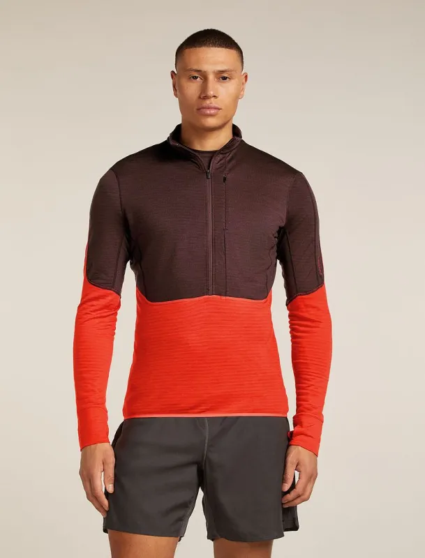 Icebreaker Merino Blend 200 Realfleece™ Descender Long Sleeve Half Zip Top - Man - Java/fervid - Size L sold by Icebreaker