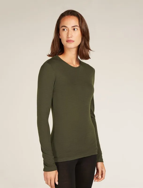Icebreaker Merino 175 Everyday Long Sleeve Crew Thermal Top - Woman - Loden - Size S sold by Icebreaker