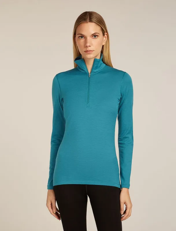 Icebreaker Merino 200 Oasis Long Sleeve Half Zip Thermal Top - Woman - Topaz - Size XS sold by Icebreaker