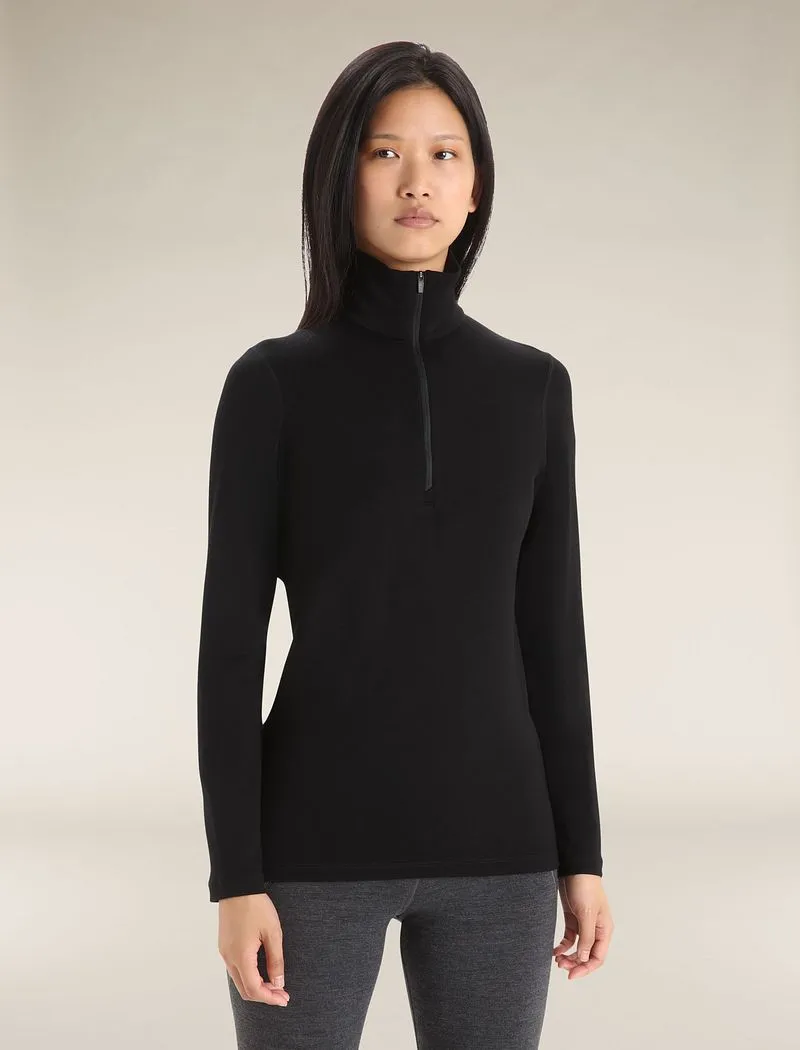 Icebreaker Merino 200 Oasis Long Sleeve Half Zip Thermal Top - Woman - Black - Size L sold by Icebreaker