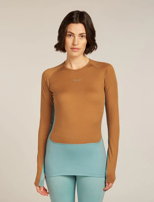 Icebreaker Merino 200 ZoneKnit™ Long Sleeve Crew Thermal Top - Woman - Hydro/trail - Size L sold by Icebreaker