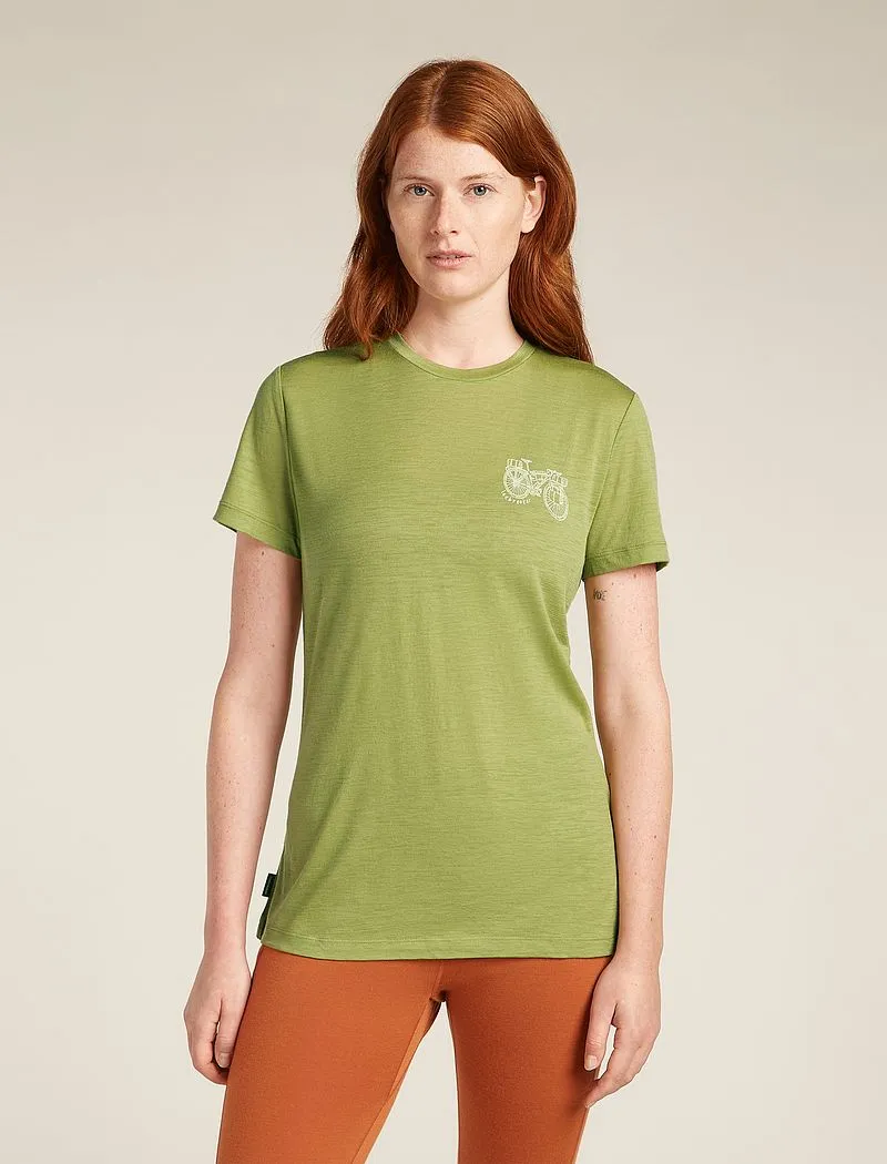 Icebreaker Merino 150 Tech Lite Short Sleeve T-Shirt Adventure Ride - Woman - Olive - Size M sold by Icebreaker