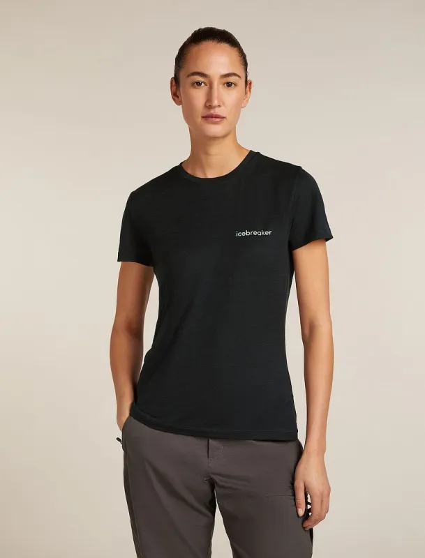 Icebreaker Merino 150 Tech Lite Short Sleeve T-Shirt IB Wordmark - Woman - Black - Size S sold by Icebreaker