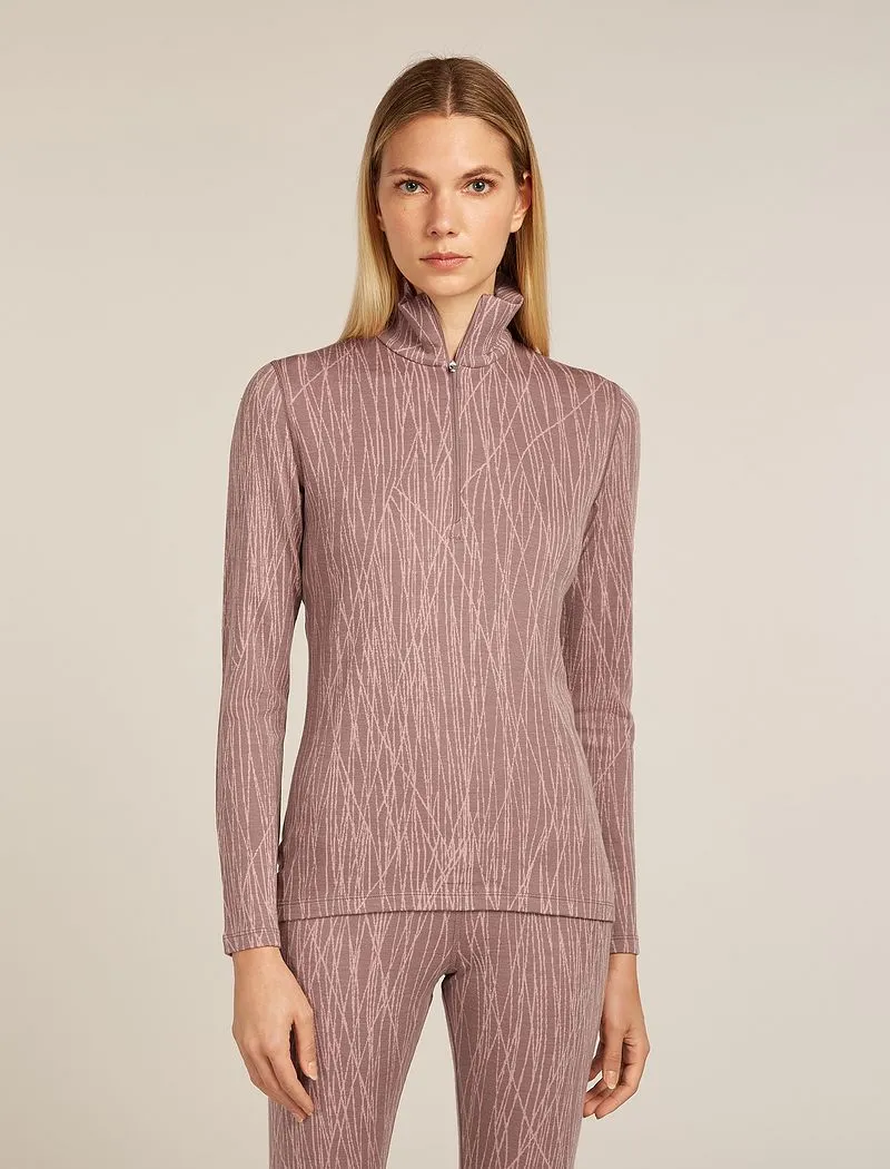 Icebreaker Merino 260 Tech Vertex Long Sleeve Half Zip Thermal Top Delta Lines - Woman - Summit/blush - Size S sold by Icebreaker