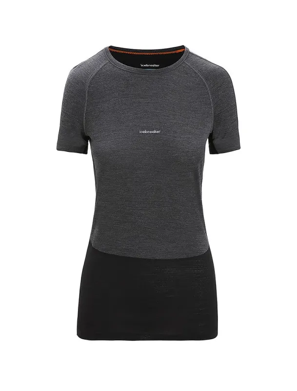 Icebreaker 125 ZoneKnit™ Short Sleeve Crew Thermal Top - Woman - Jet Heather/black - Size M sold by Icebreaker