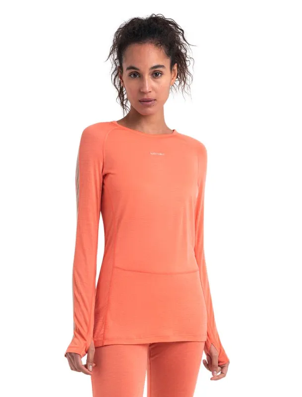Icebreaker 125 ZoneKnit™ Long Sleeve Crew Thermal Top - Woman - Tang/praline - Size S sold by Icebreaker