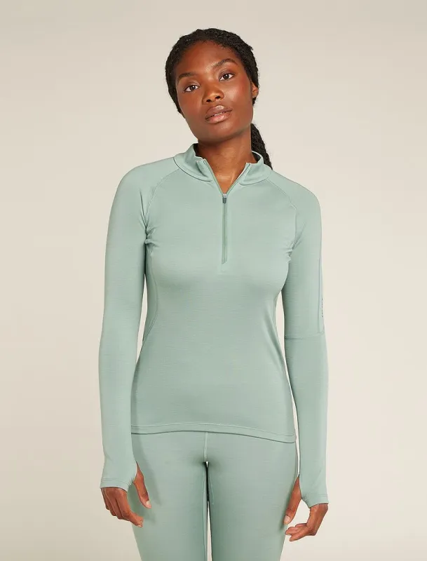 Icebreaker 300 MerinoFine™ Polar Long Sleeve Half Zip Thermal Top - Woman - Moss - Size L sold by Icebreaker