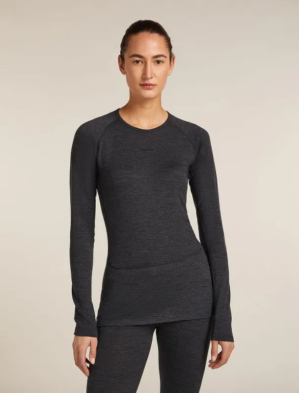 Icebreaker Merino 260 ZoneKnit™ Long Sleeve Crew Thermal Top - Woman - Jet Hthr - Size L sold by Icebreaker