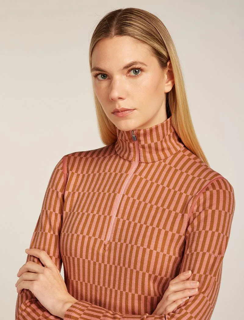 Icebreaker Merino 260 Tech Vertex Long Sleeve Half Zip Thermal Top Snow Grid - Woman - Trail/acid Pink - Size M sold by Icebreaker product image thumbnail 5