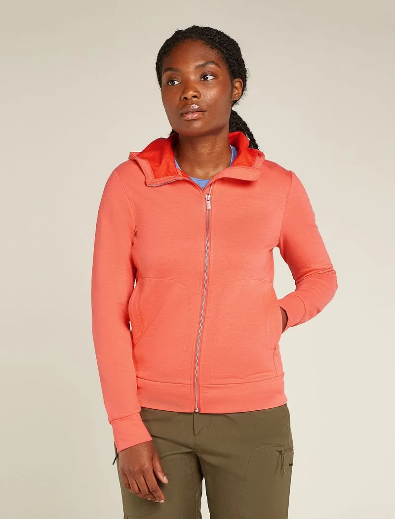Icebreaker Central Classic Long Sleeve Zip Hoodie - Woman - Tang - Size S sold by Icebreaker
