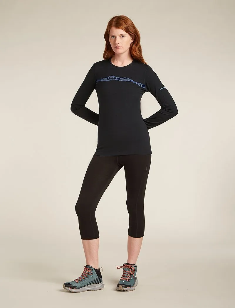 Icebreaker Merino 200 Oasis Long Sleeve Crew Mountain Pulse Thermal Top - Woman - Black - Size S sold by Icebreaker product image thumbnail 3