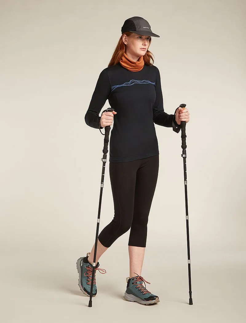 Icebreaker Merino 200 Oasis Long Sleeve Crew Mountain Pulse Thermal Top - Woman - Black - Size S sold by Icebreaker product image thumbnail 4