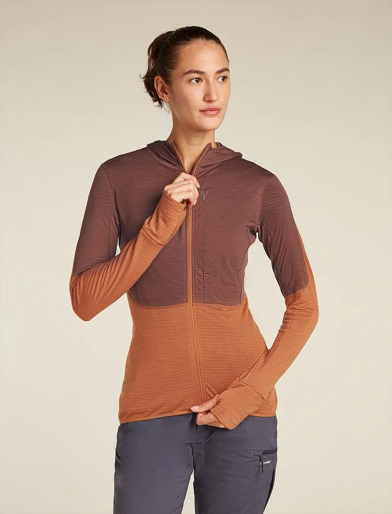 Icebreaker Merino Blend 200 Realfleece™ Descender Long Sleeve Zip Hoodie - Woman - Dusty Clay/carob - Size XS sold by Icebreaker