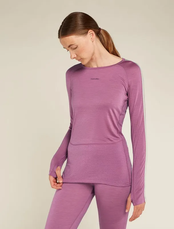 Icebreaker 125 ZoneKnit™ Long Sleeve Crew Thermal Top - Woman - Deco/ashen - Size L sold by Icebreaker
