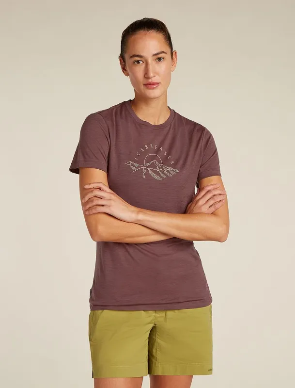 Icebreaker Merino 150 Tech Lite Short Sleeve T-Shirt Sunrise Summit - Woman - Carob - Size XS sold by Icebreaker
