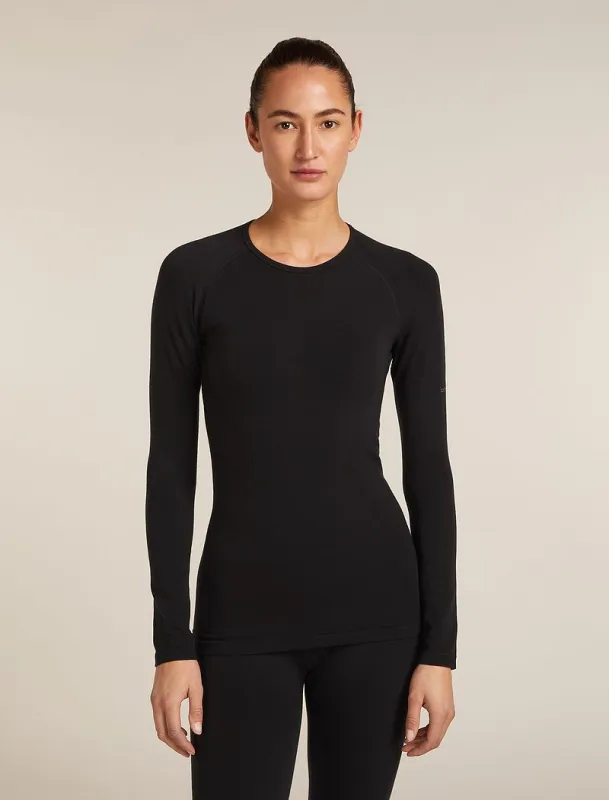 Icebreaker Merino Blend 260 ZoneKnit™ Seamless Long Sleeve Crew Thermal Top - Woman - Black - Size M sold by Icebreaker